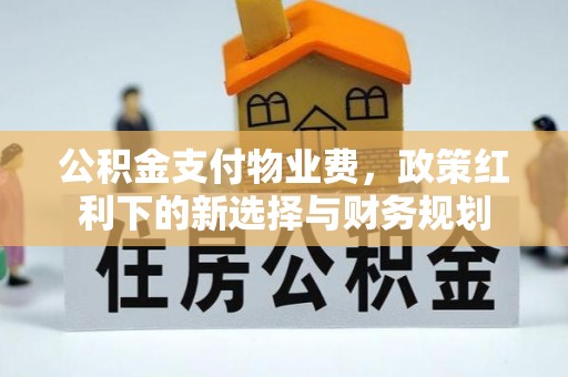 西青公积金支付物业费，政策红利下的新选择与财务规划